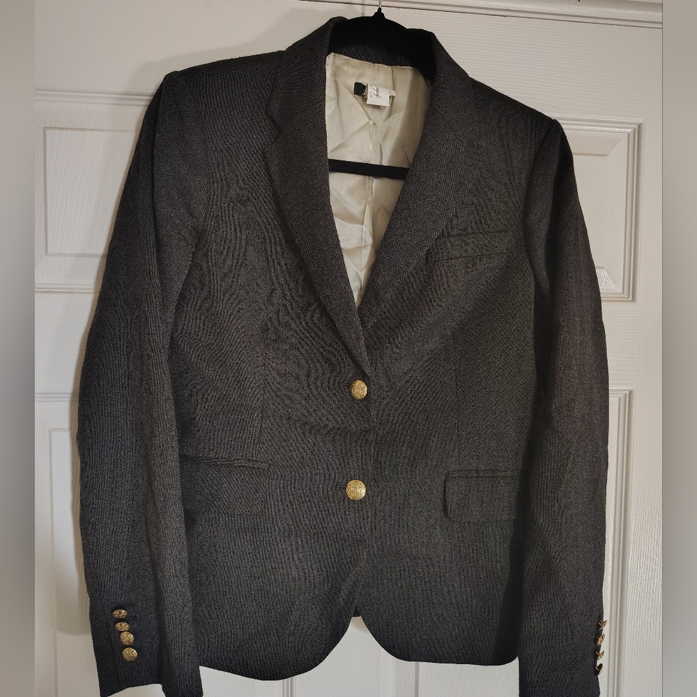 Womens Wool J. Crew Blazer with Gold Buttons